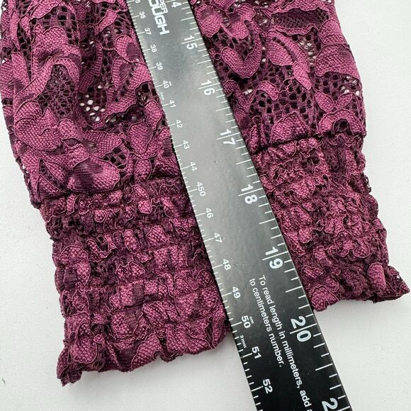 TORRID 2X Super Soft Knit Plum Purple Mini Dress Floral Lace Sleeves Ruched Sexy - Picture 9 of 9